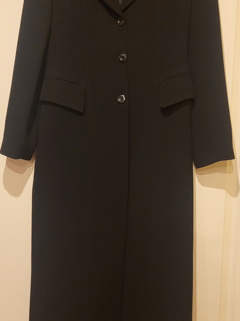 Women's Black Long Trench Coat with Tailored Front
